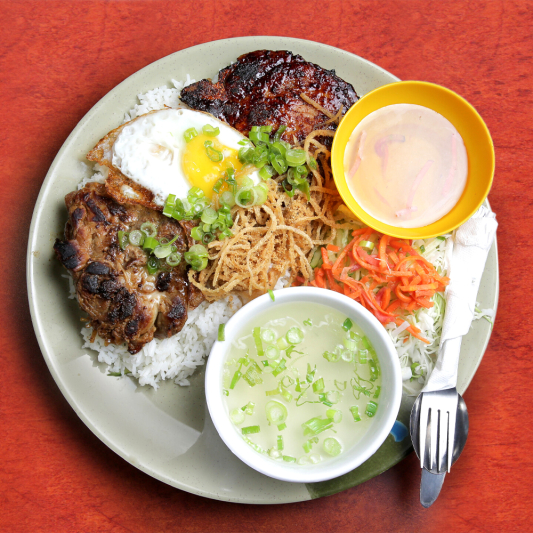 52. Grilled Lemongrass Pork Chop with Steamed Rice / Cơm Sườn Nướng Sả / 燒香茅豬扒飯