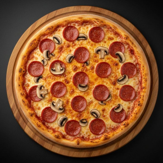 Pepperoni and Mushroom Pizza
