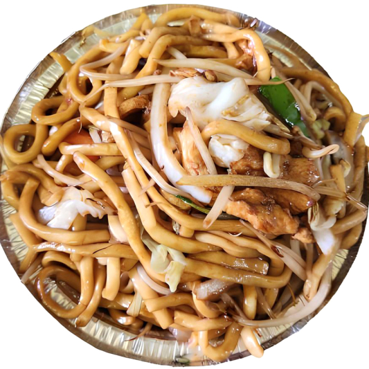 Nouilles saut&eacute;es style shanghai (poulet et crevettes) / Shanghai Style Stir Fried Noodles (Chicken and Shrimps)