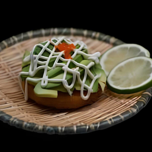 Sushi pizza v&eacute;g&eacute;tarien (4 mcx) / Vegetarian Sushi Pizza (4 pcs)