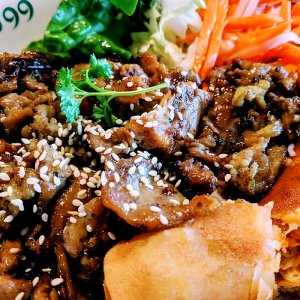 74. Vermicelli Bowl with Grilled Lemongrass Pork Slices and Fried Roll