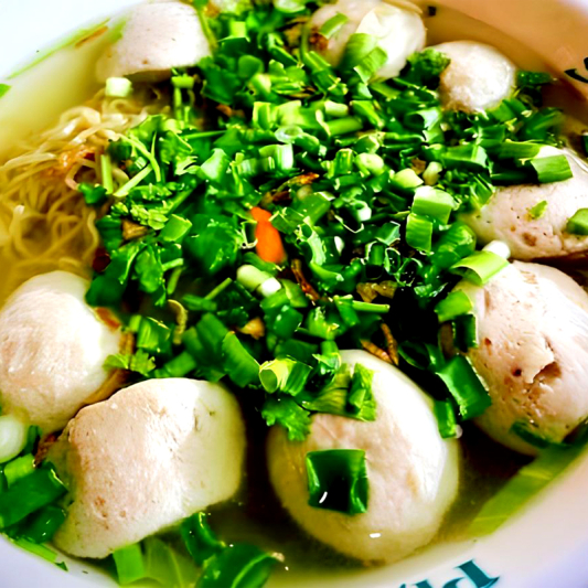 33. Egg Noodles with BBQ Pork, Wonton and Veggies