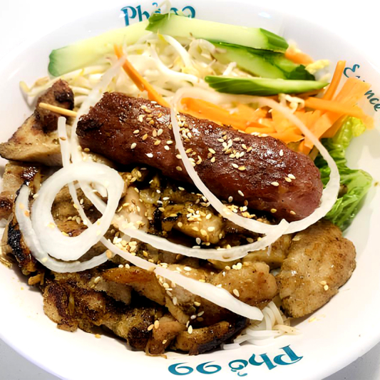 75. Vermicelli Bowl with Grilled Lemongrass Pork Slices and Minced Pork