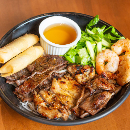14. Grilled Meat and BBQ Vietnamese Sausage with Spring Roll