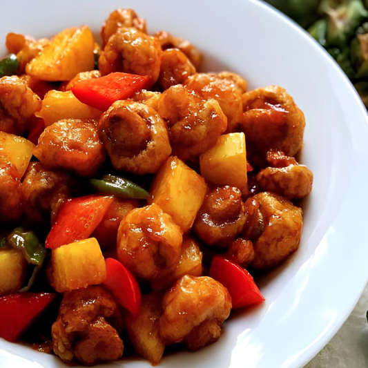 Sweet and Sour Pork with Rice and Vegetables 咕咾肉饭