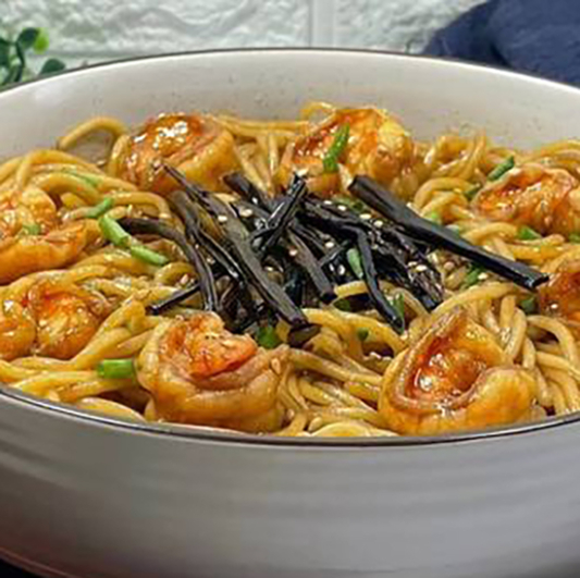 Shrimp & Scallion Oil Noodles with Fried Egg 虾仁葱油拌面 荷包蛋