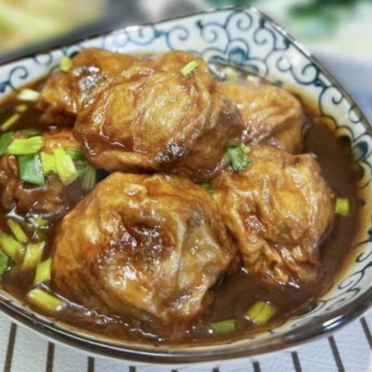 Braised Stuffed Oil Gluten (3 pcs) 红烧油面筋塞肉 (3个)