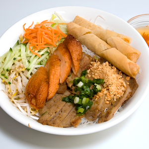 15. Grilled Pork, Spring Rolls & Grilled Shrimp Cake on Rice Vermicelli
