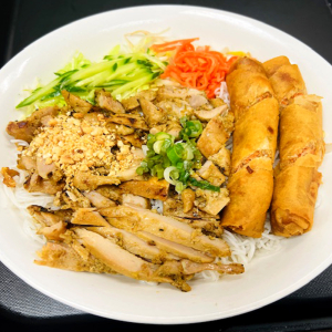 17. Grilled Chicken & Spring Rolls on Rice Vermicelli