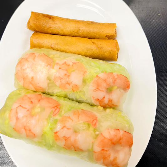 11. Spring Rolls (2 pcs) & Prawn Salad Rolls (2 pcs)