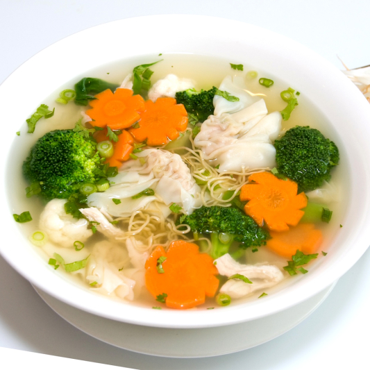 37. Wor Wonton with Mixed Vegetables & Egg Noodle Soup