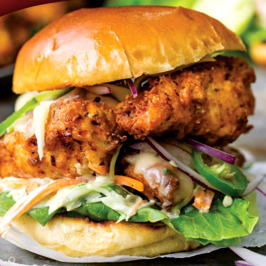 Chicken Tikka Burger with Masala Fries