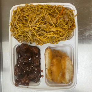 G. Chicken Chow Mein, Ginger Beef, Lemon Chicken