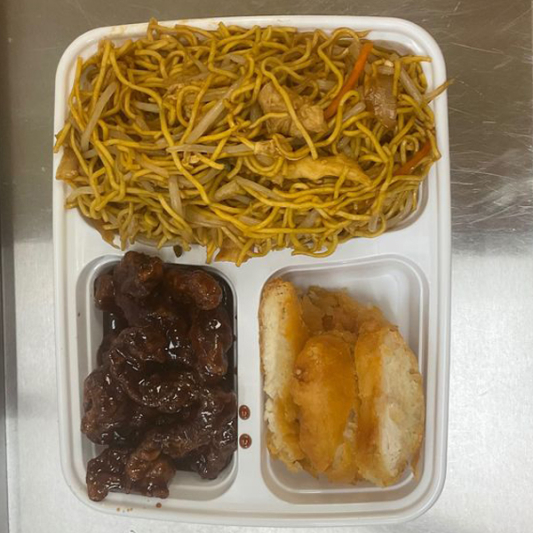 G. Chicken Chow Mein, Ginger Beef, Lemon Chicken
