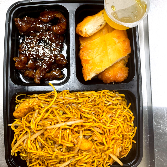 G. Chicken Chow Mein, Ginger Beef, Lemon Chicken