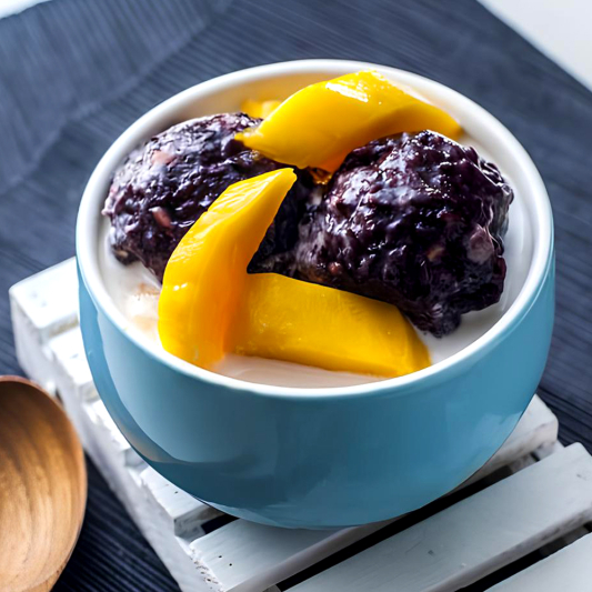 Black Glutinous Rice & Mango in Vanilla Ice 芒果白雪黑糯米