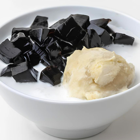 Durian Grass Jelly in Vanilla Ice 榴蓮白雪黑寶石