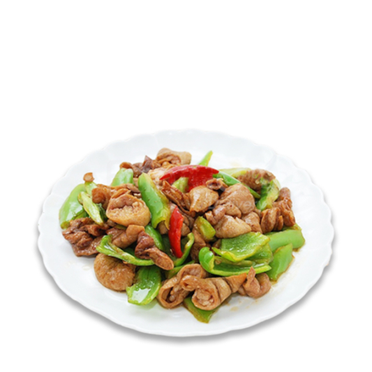Stir-Fried Pork Intestines with Chili Peppers