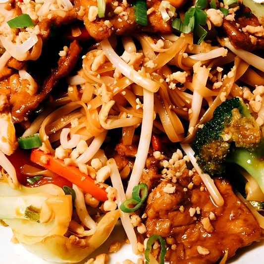 Vegan Meat and Veggie Pad Thai 
