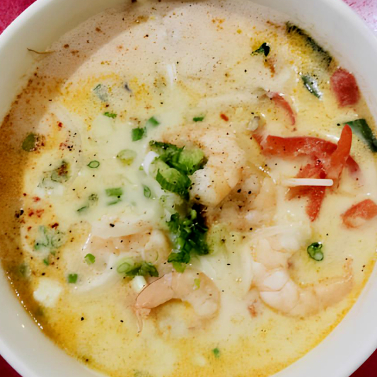 Coconut Hot and Sour Noodle Soup with Shrimp 