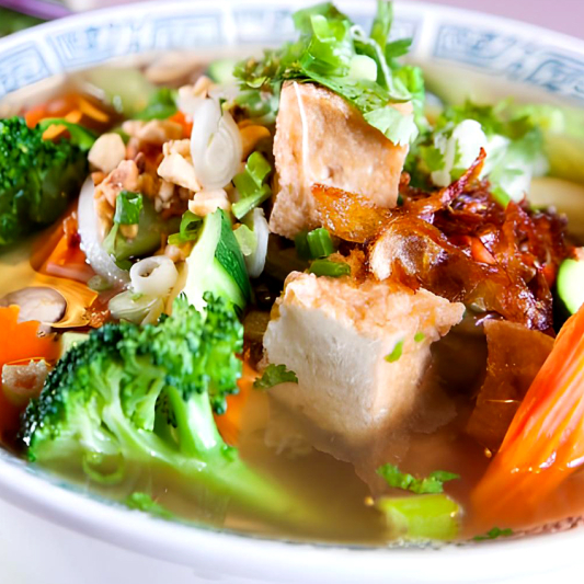 Fresh Veggie Tofu Noodle Soup