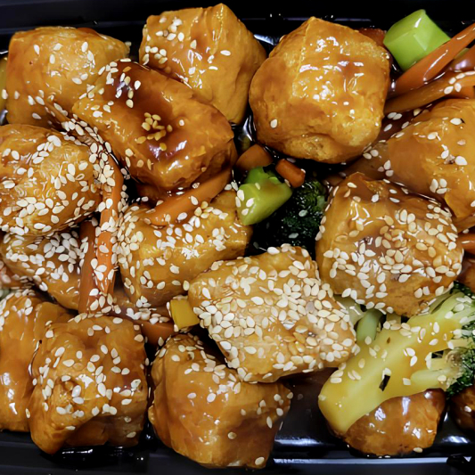 Spicy Tofu General Tso Sauce on Rice