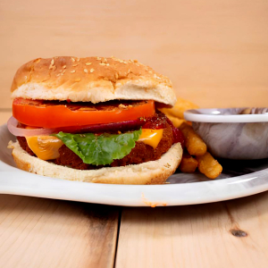 Vegetable Crispy Burger with Fries & Pop