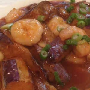 Shrimp with Eggplant & Spicy Sauce on Rice 鱼香茄子虾仁饭