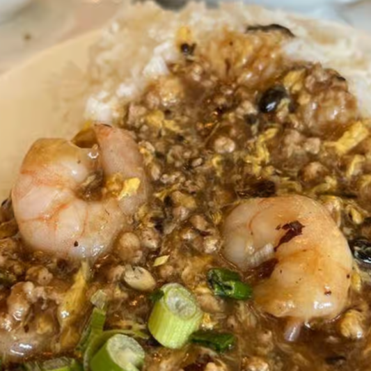 Shrimp with Lobster Sauce on Rice 龙虾酱虾仁饭