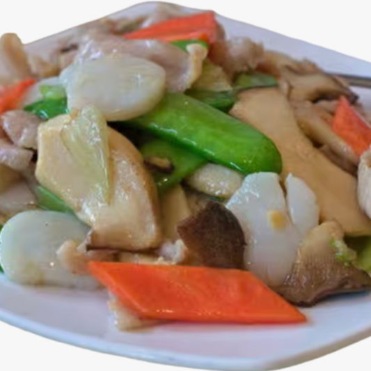King Mushroom with Pork Cheeks in Xo Chili Sauce XO皇子菇肉片