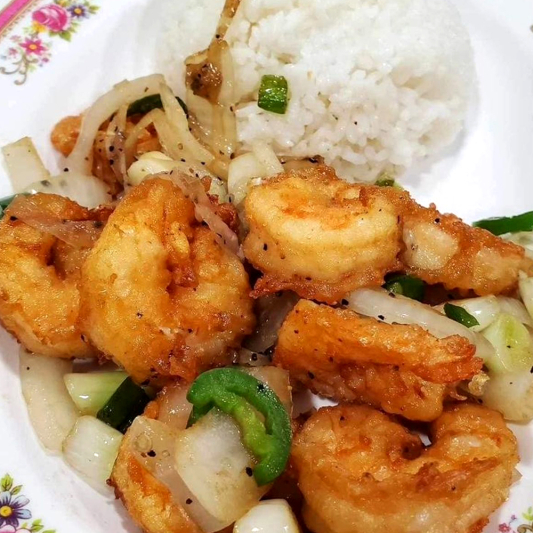 R5. Salt & Pepper Shrimp with Rice
