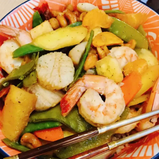 12. Sauteed Fried Squid with Prawns and Scallops