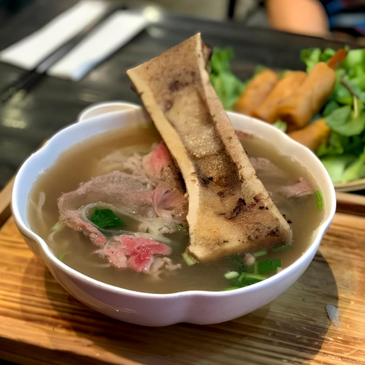 Pho with Brisket, Prime Rare Beef and Bone Marrow / Phở Đầy Đủ 