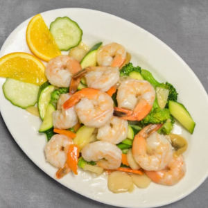 24. Crevettes sautées avec légumes assortis / 24. Stir-Fried Shrimps with Mixed Vegetables