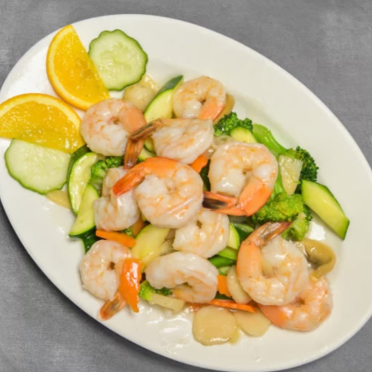 24. Crevettes sautées avec légumes assortis / 24. Stir-Fried Shrimps with Mixed Vegetables