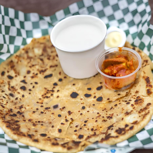 Parantha (1 pc) + Yogurt + Butter + Mixed Pickle