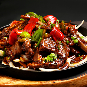 Grilled Beef Short Ribs on lron Plate