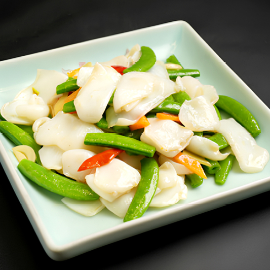 Sweet Pea Flower and Squid Slices