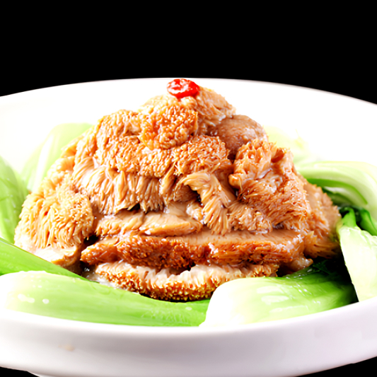 Grilled Hericium Erinaceus with Greens