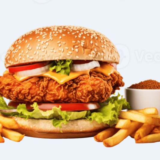 Chicken Burger and Fries