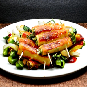 Veggie Rolls with Enoki and Tofu (2 Skewers)