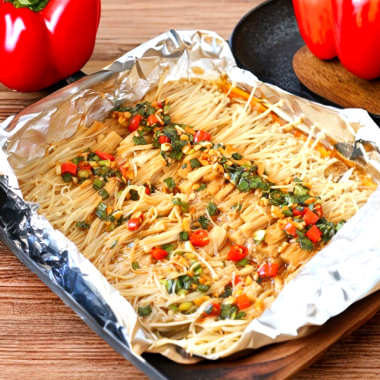 Tin Foil Enoki Mushrooms