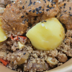 Moroccan (Turmeric Pearl) Couscous with Curried Chicken