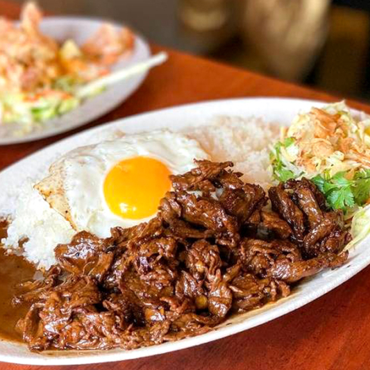 Special Small Viet Rice with Stir-Fried Butter Beef and a Sunny Side-up Egg