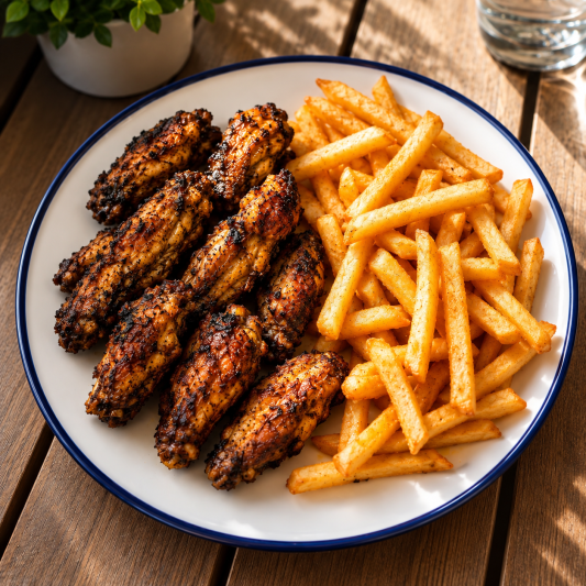 Chicken Wings with Fries