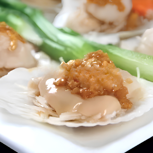 Minced Garlic Steamed Scallop (4 pcs) 蒸大扇贝（蒜蓉)