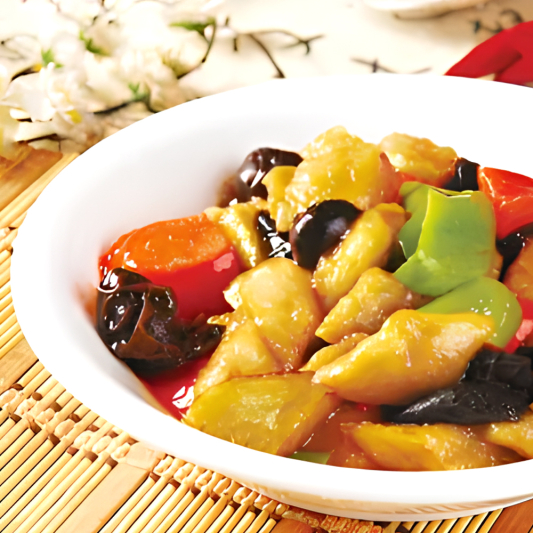 Stir-Fried Potato, Aubergine and Green Pepper 地三鲜 
