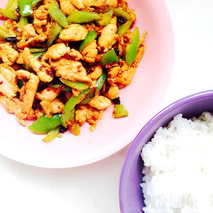 Chicken with Black Bean Sauce on Rice 豉椒鸡片饭