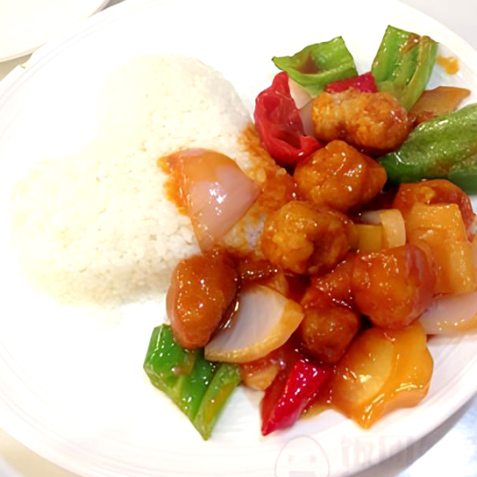 Sweet & Sour Chicken on Rice 咕噜鸡饭