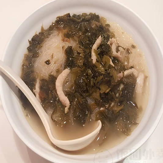 Shredded Pork with Preserved Vegetable Soup Vermicelli 雪菜肉丝汤米